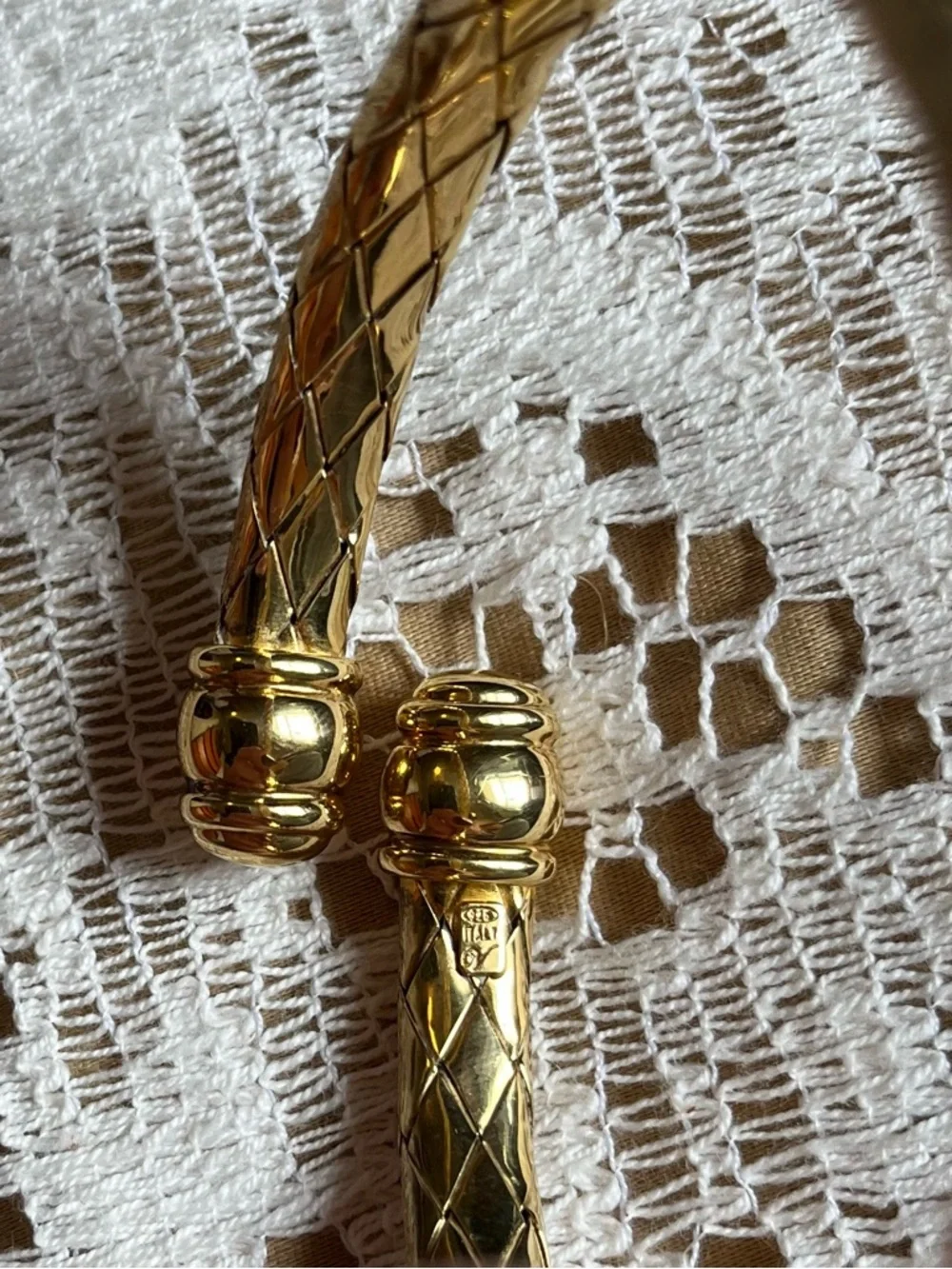 Italian Braided Bypass Bangle, Gold Over 925 Sterling Vermeil, 8" - Picture 3 of 3